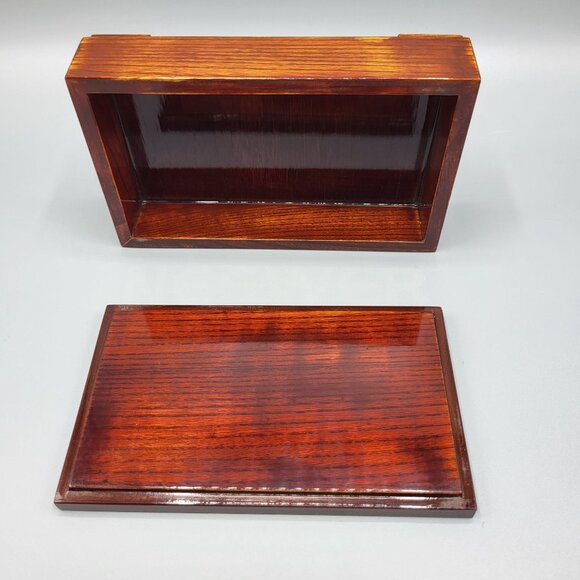 Vintage Asian Decorative Wooden Trinket Box Metal Inlays with Lid - Picture 5 of 16